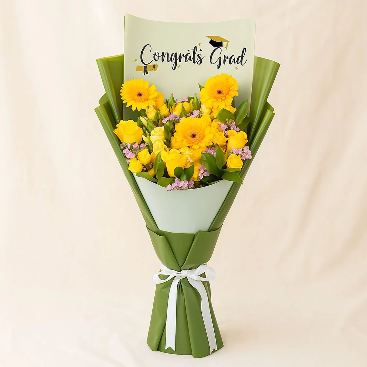 Graduation Shiny Yellow Rose Bouquet