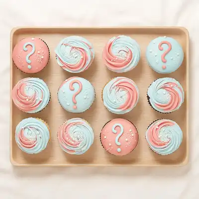 Swirl & Question Mark Red Velvet Cupcakes Set Of 16