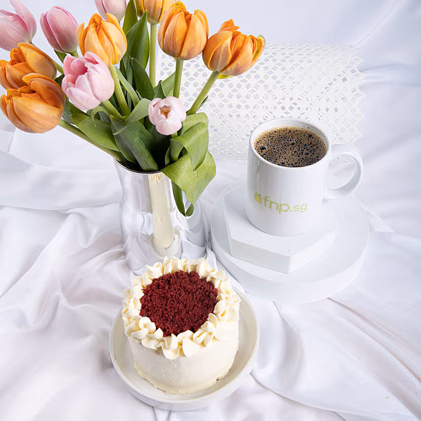 Vibrant Tulips and Cake