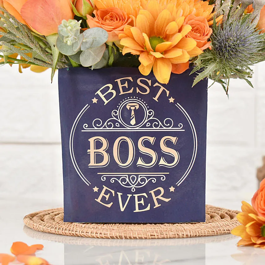 Best Boss Ever Flowers Vase