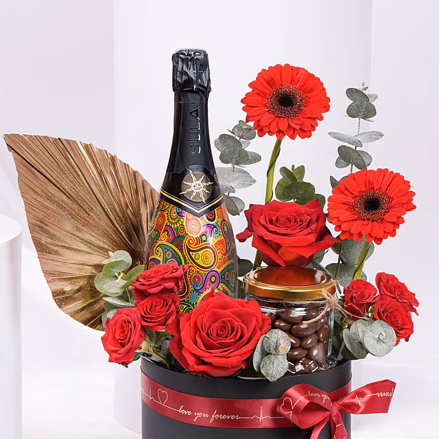 Golden Romance Wine Box for Valentine's Day