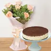 Hopeful Peach Roses Posy & Oreo Cheesecake