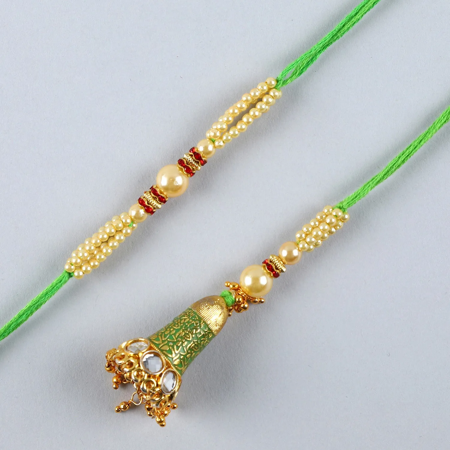 Green Pearl And Lumba Rakhi