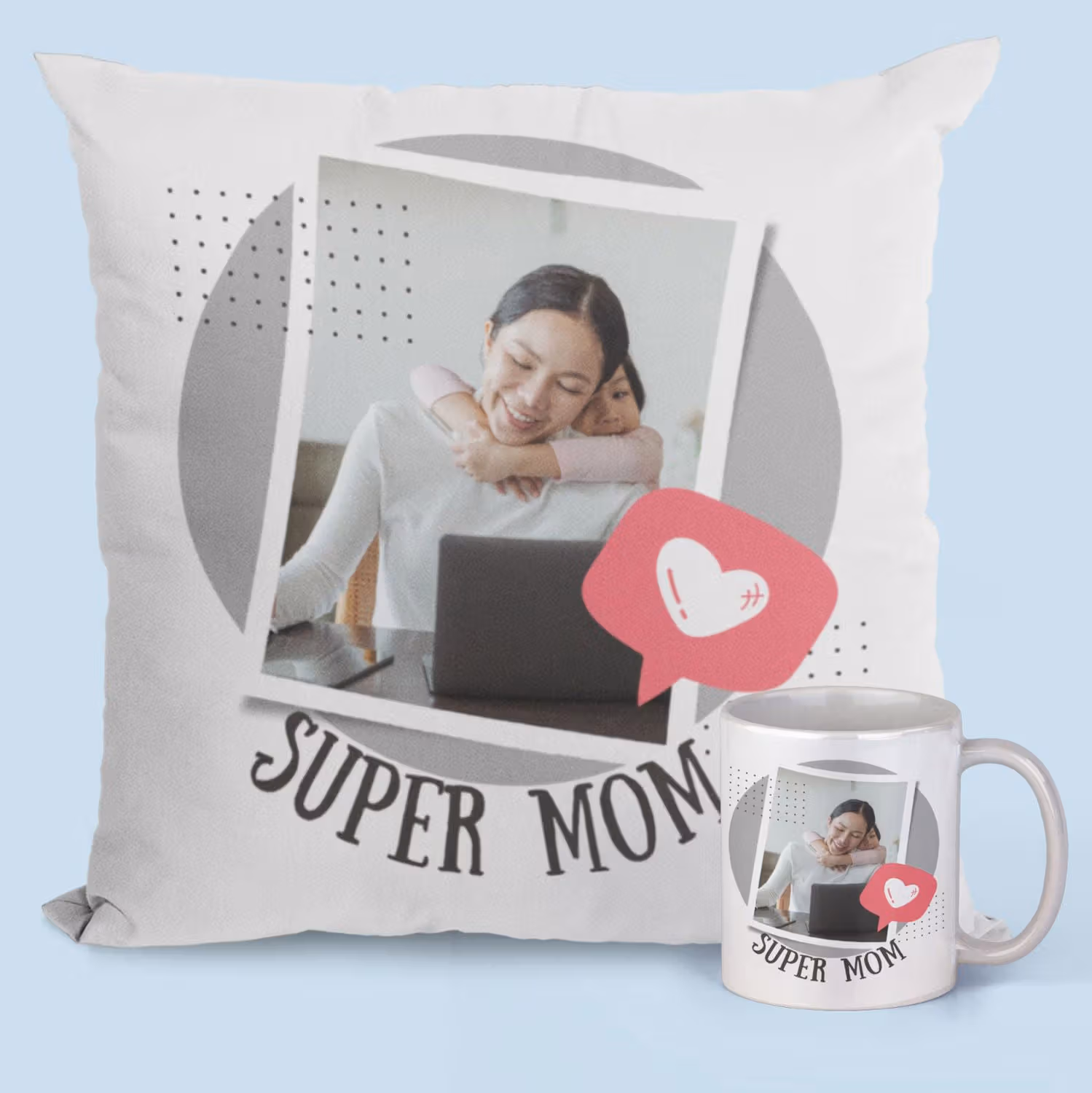 Super Mom Gift Combo: Cushion Cover and Mug Set