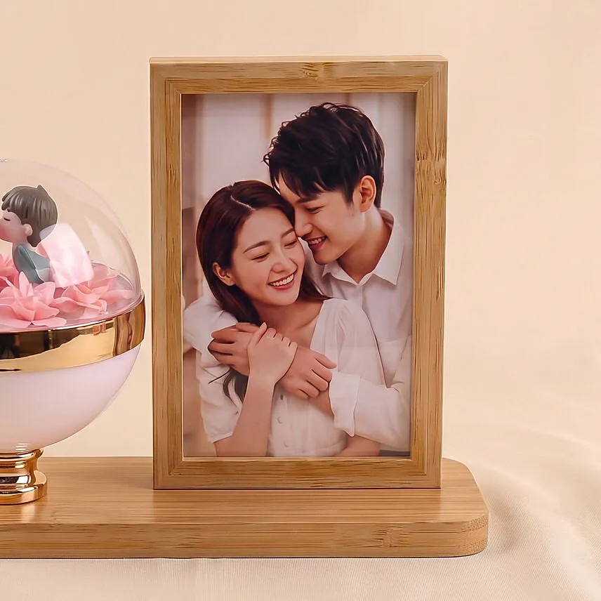 Personalised Couple Floral Dome Photo Frame