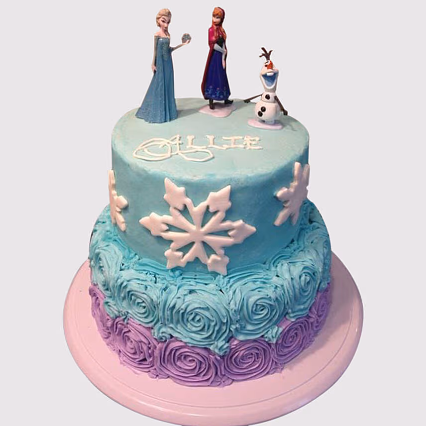 2 Layered Frozen Theme Cake