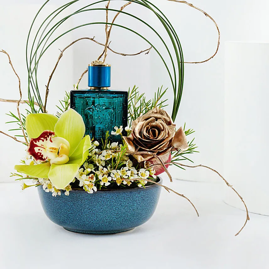 Versace Eros Perfume & Floral Arrangement
