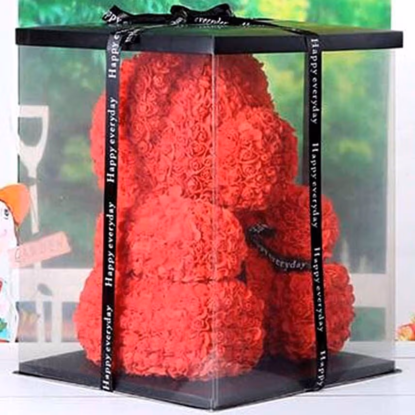 Artificial Roses Red Teddy Bear With Mini Moet Champagne 200 Ml For Valentine