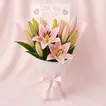 Pink Lily Bouquet For Mom  - With Cake 
