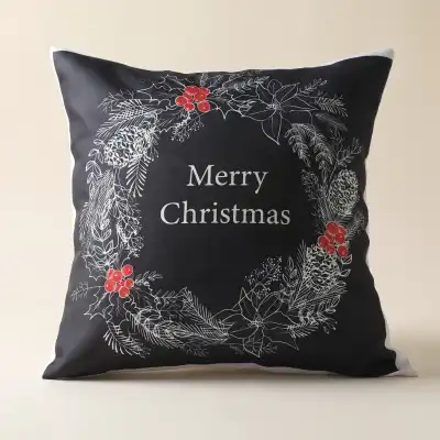 Festive Merry Christmas Decorative Cushion - Joyful Holiday Greetings