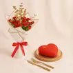 Love Dreams Flower Bouquet n Heart Cake Combo