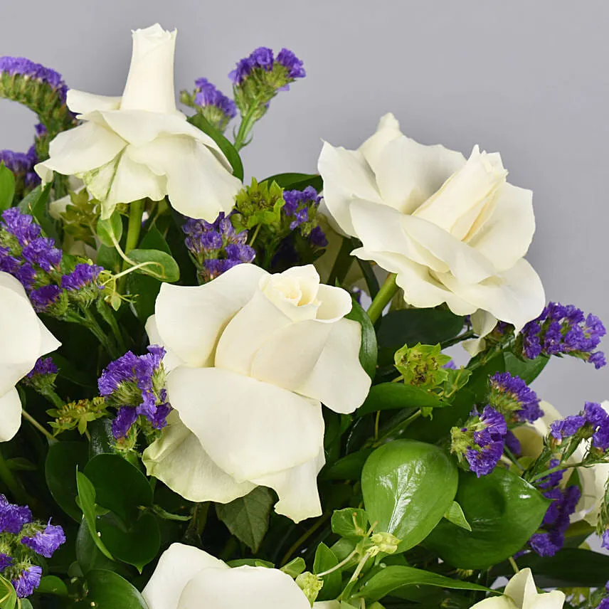 Beauty of White and Blue Flowers Vase