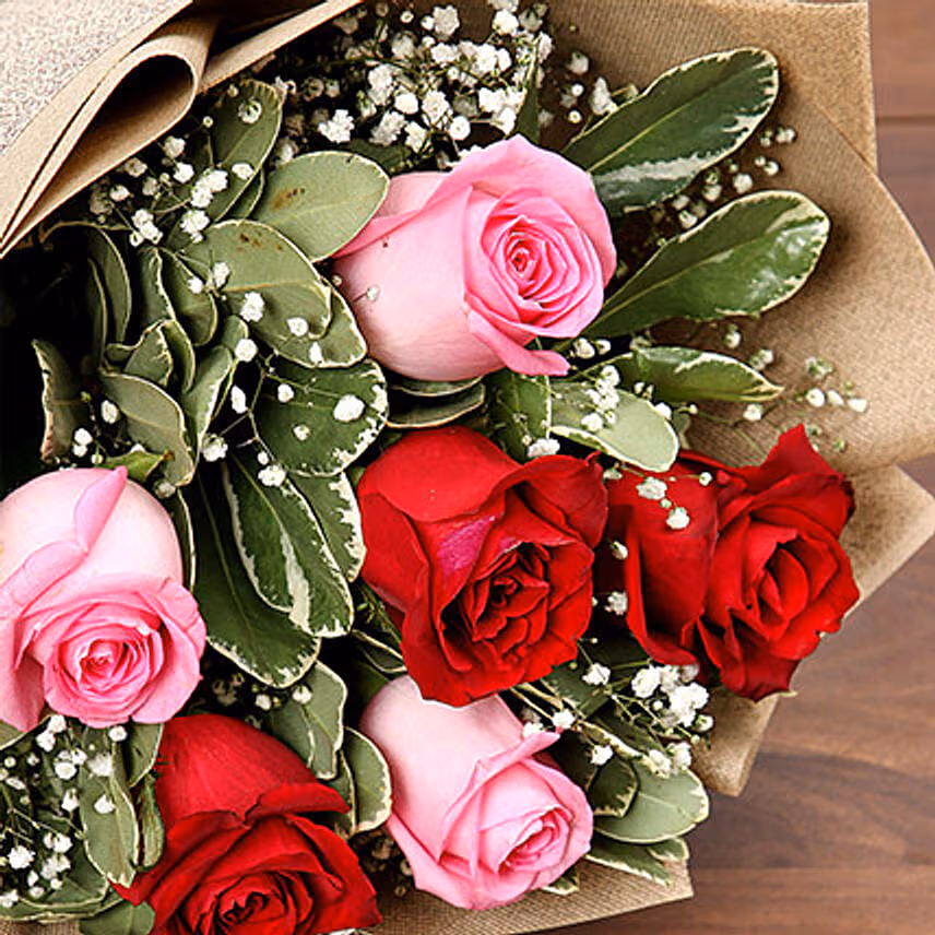 Pink and Red Roses Bouquet