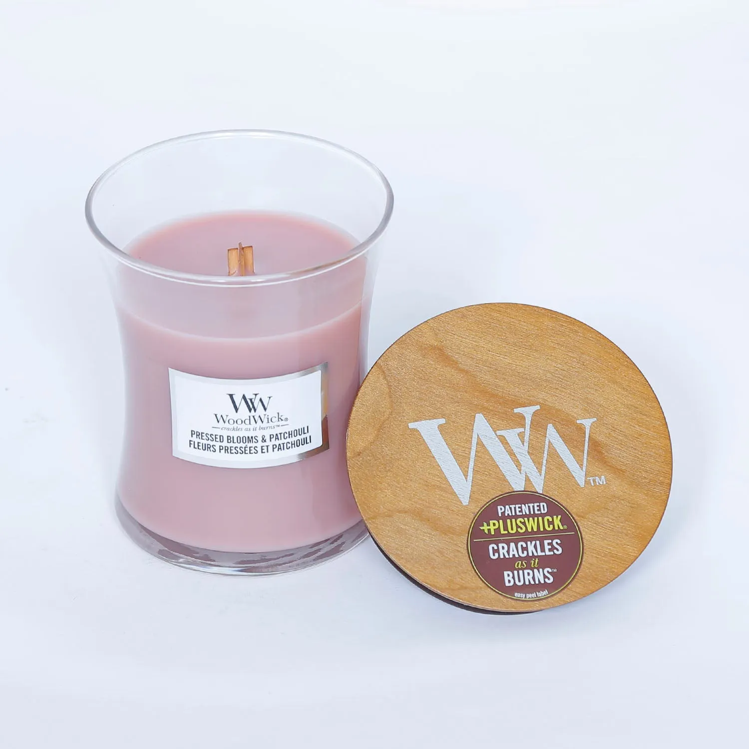 WoodWick Medium Candle and Elegant Floral Bouquet Gift Set