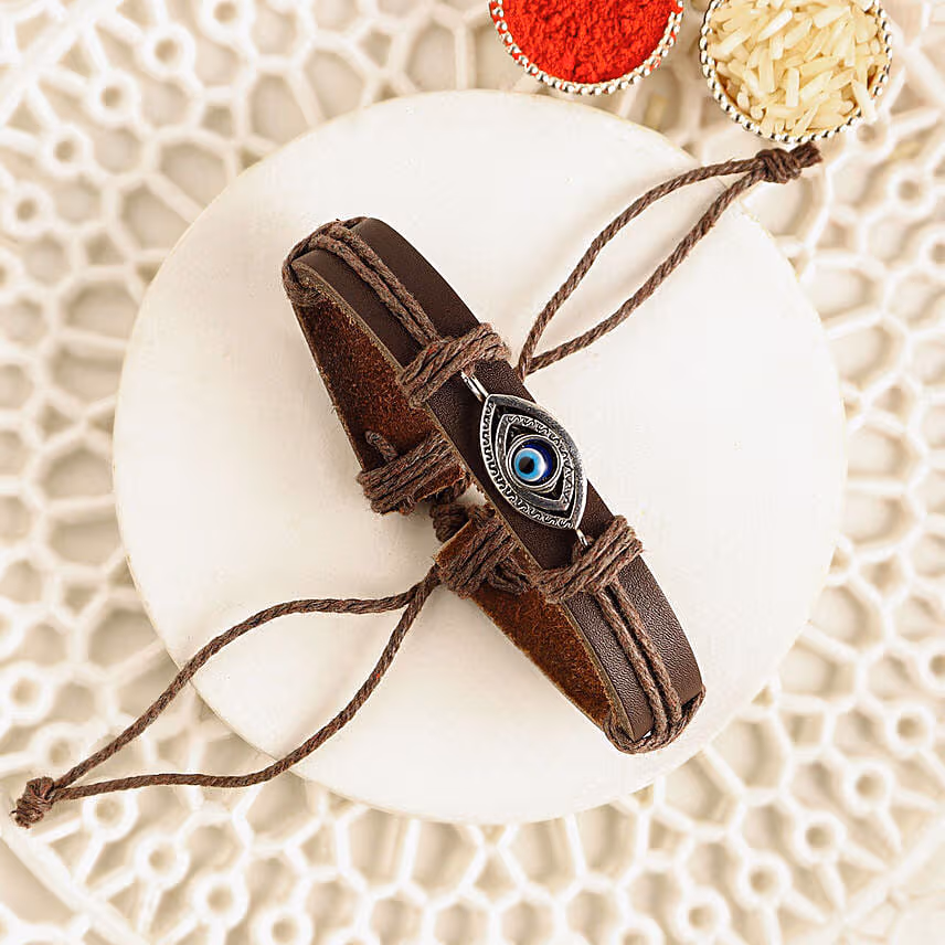 Evil Eye Bracelet Rakhi N Besan Ladoo Combo
