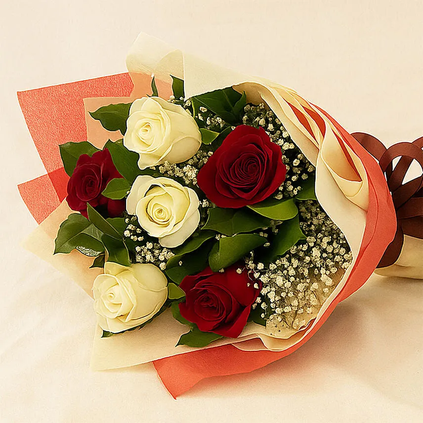 Beauty Of Red N White Roses
