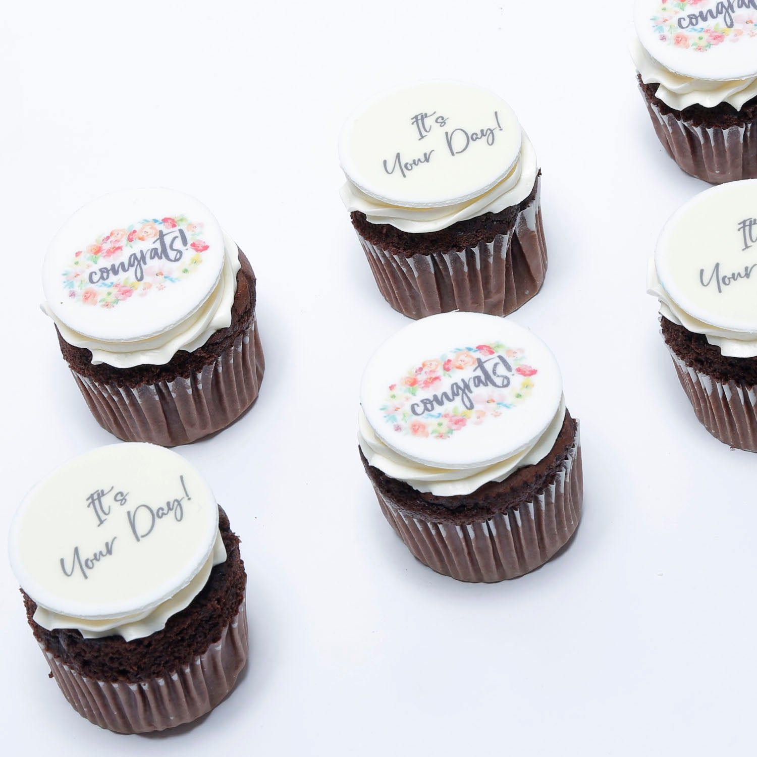 Delicious Chocolate 'Congrats' Cupcakes - Box of 6