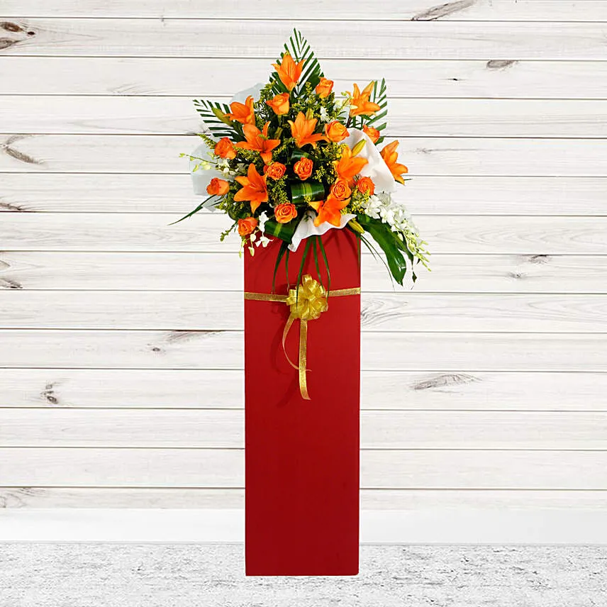 Vibrant Mixed Flowers Cardboard Stand