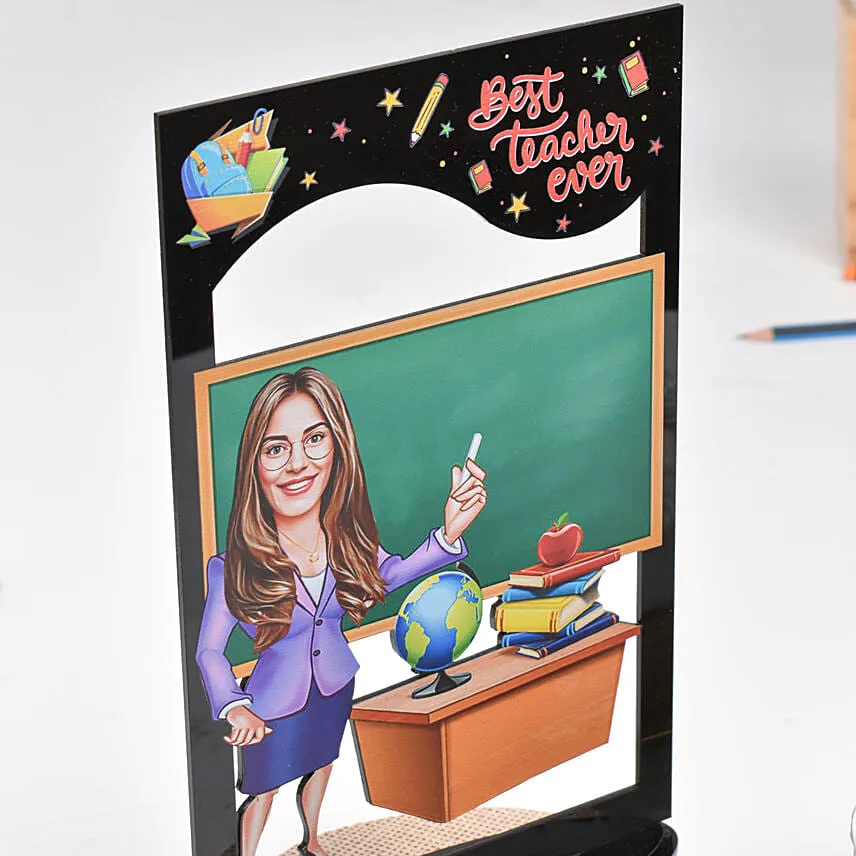 Happy Teachers Day Chocolate Cake With Carricature