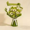 Elegant White Gerberas Bouquet with Green Cymbidium and Wax Flowers