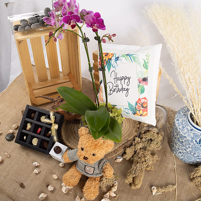 Birthday Wishes Combo with Orchid