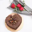 Elegant Red Roses Bouquet and Decadent Chocolate Cake Combo