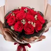 Elegant 15 Red Roses Graduation Bouquet with Personalized Touch