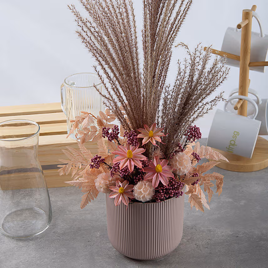 Beauty of Pink and Dry Flowers