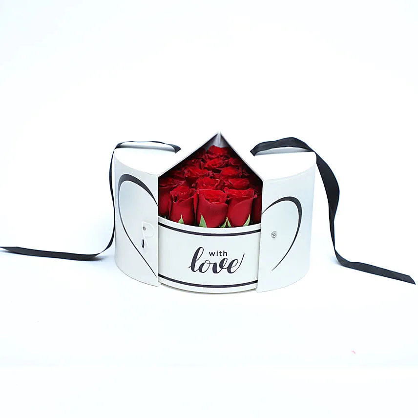 Red Roses In White Box