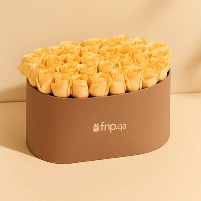 Elegant 40 Roses Arrangement in Large Oval Box - Peach