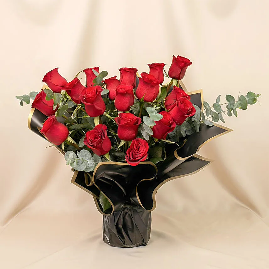 Beautiful Bouquet Of 24 Red Roses For Valentine's Days