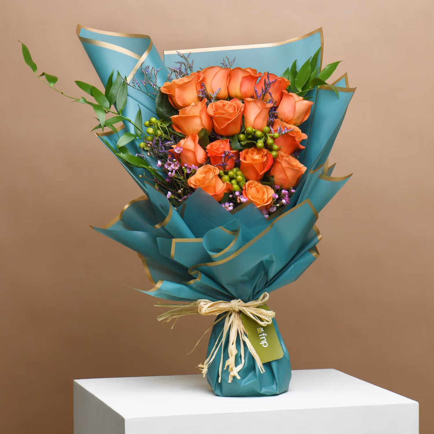 Harvest Glow: Orange Roses with Black Forest Cake Delight
