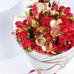 Elegant Live Bouquet with Red Roses and Gold Eucalyptus