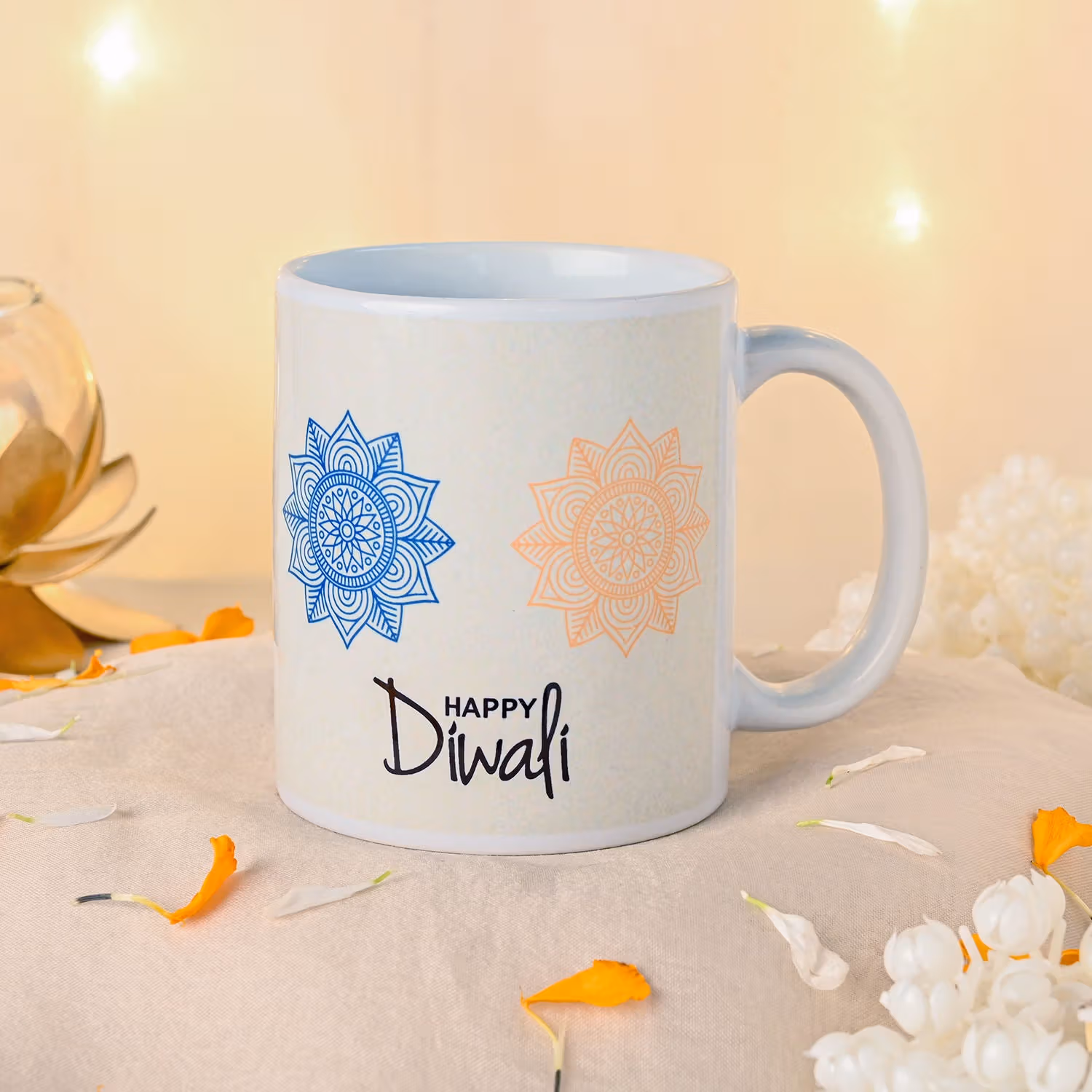 Festive Happy Diwali Mandala Design White Mug