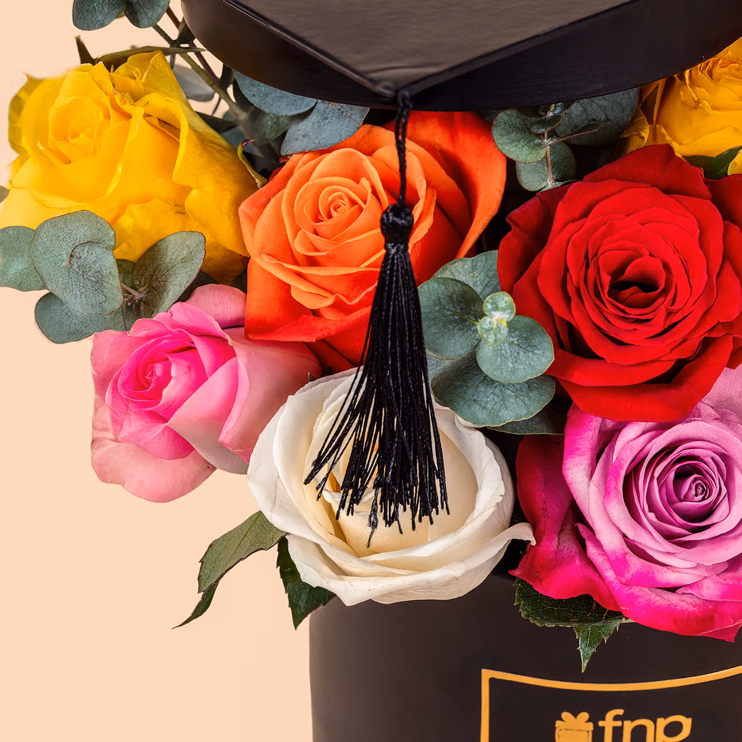 The Elegant Rainbow Rose Box with Ferrero Rocher