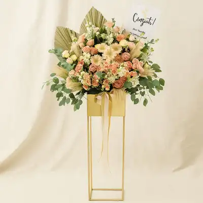 Blissful Mixed Flowers Golden Stand
