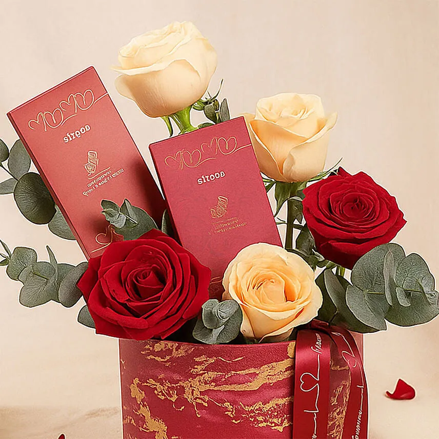 Valentines Roses and Chocolate Box