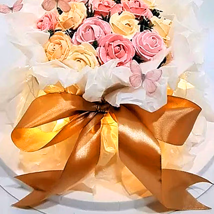 Floral Mango Money Pulling Bouquet Cake