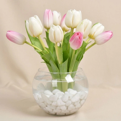 10 Tulips in Fish Bowl
