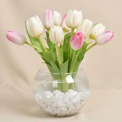 10 Tulips in Fish Bowl