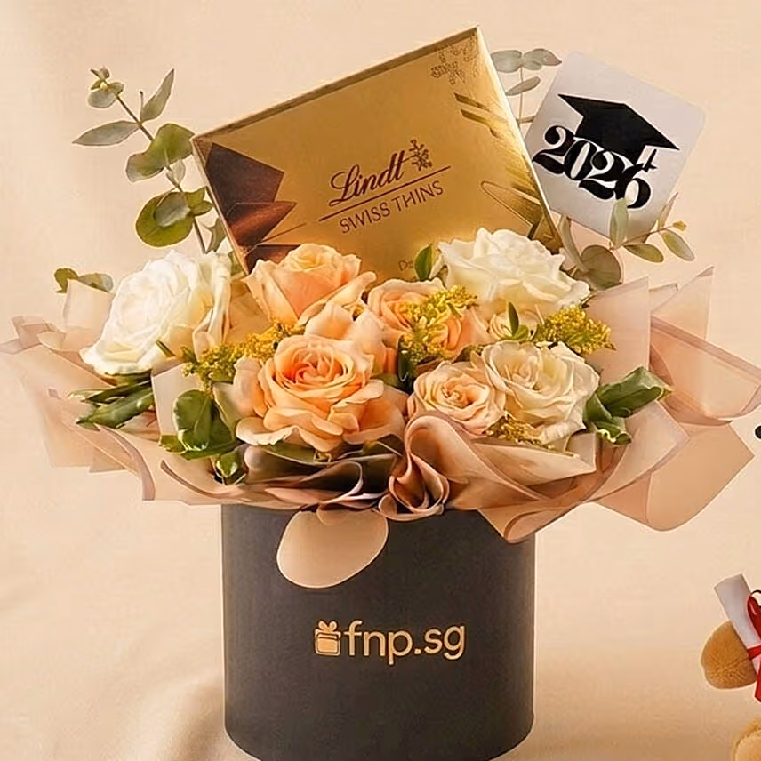 Sweet Success Convocation Flowers, Lindt and Graduation Bear Box