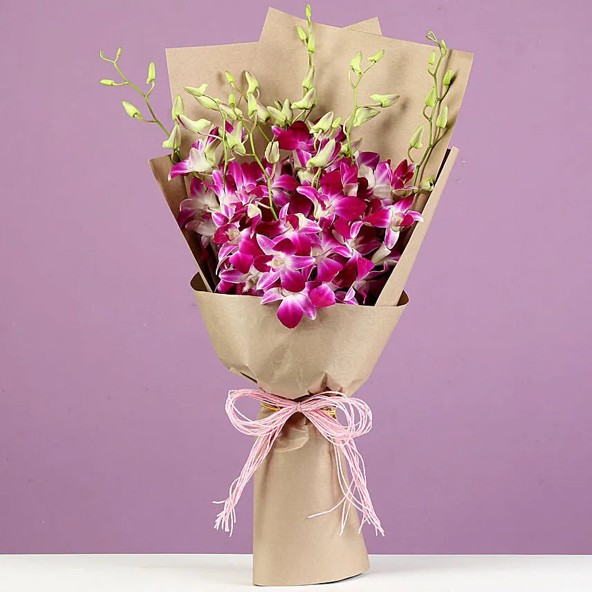 Beautiful Royal Orchids Bouquet With Ferrero Rocher