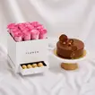 Elegant Pink Roses and Decadent Chocolates with Fudge Cake