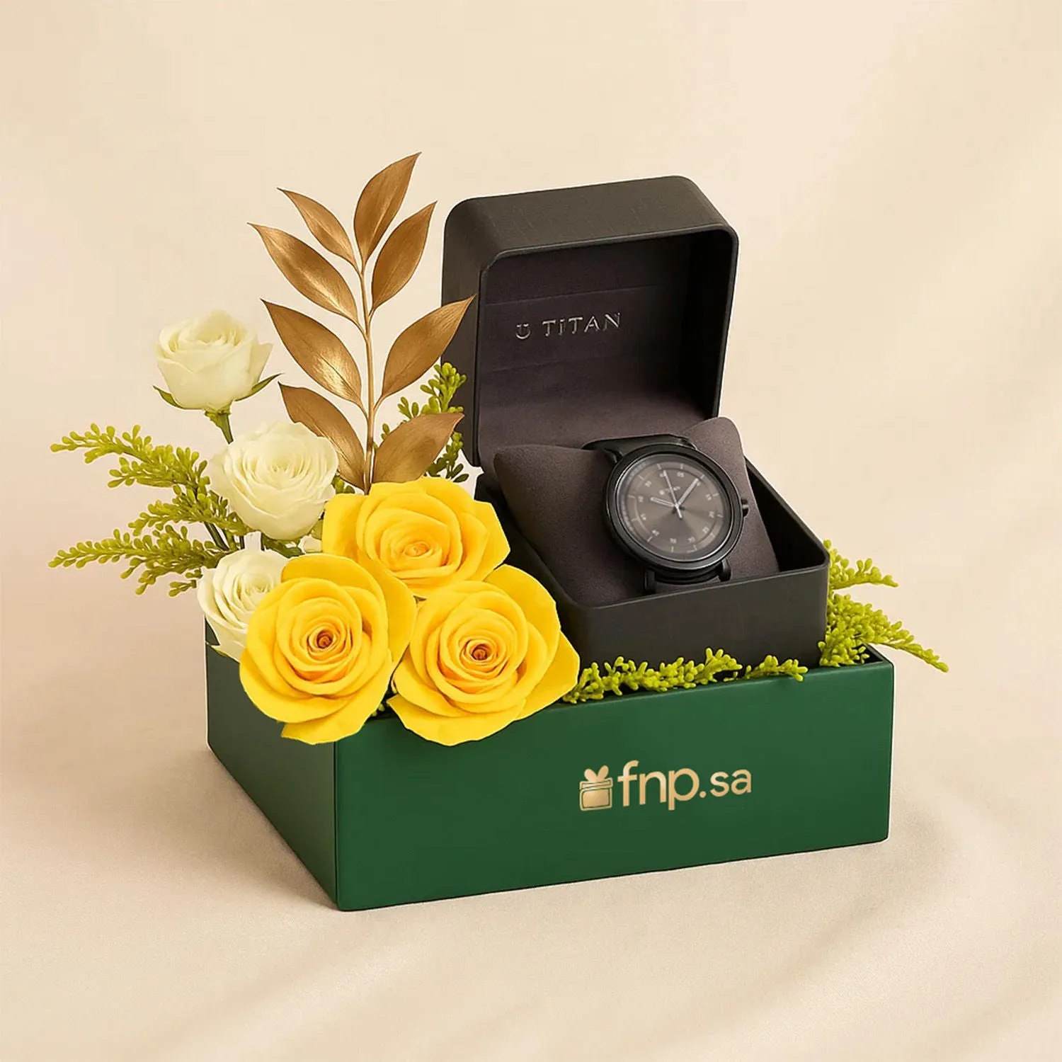 Luxury Titan Watch n Flower Box For Him 