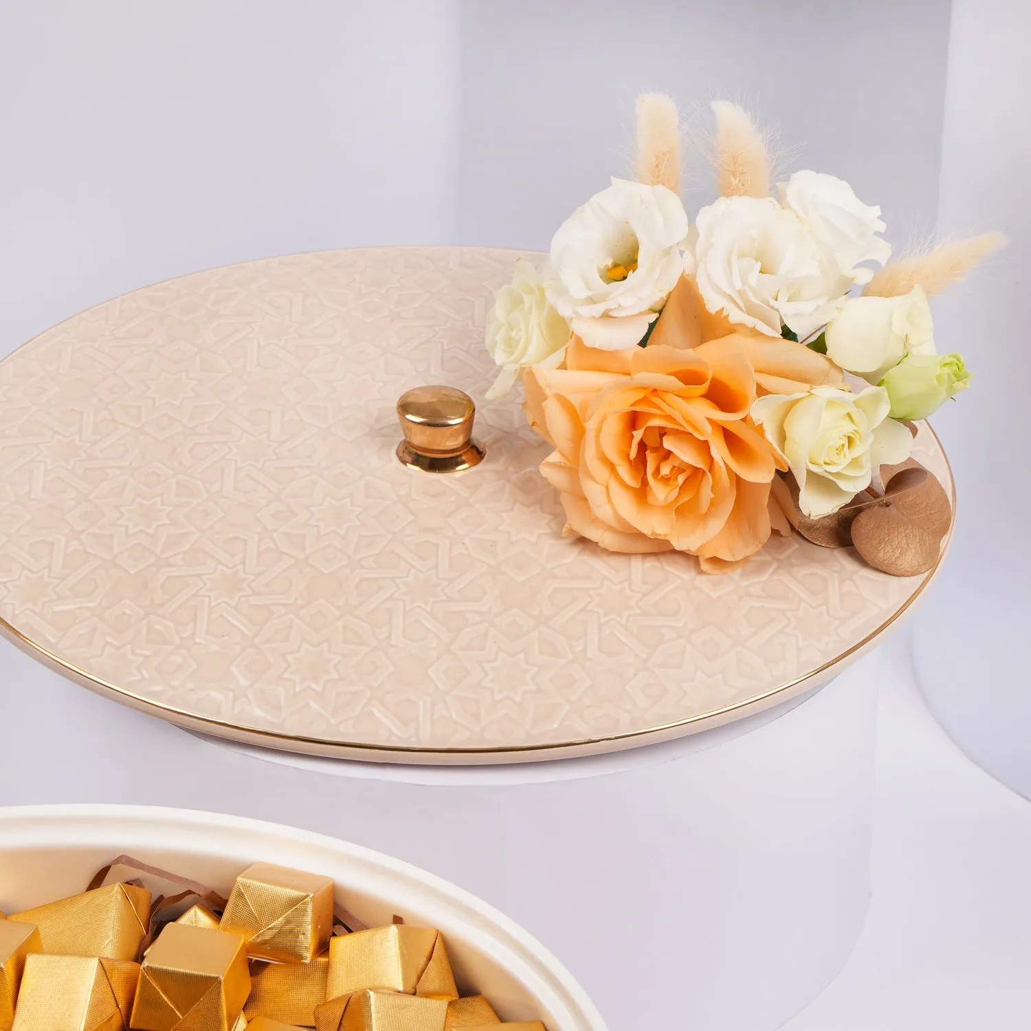 Otantik Home - Chocolate Beige Bowl with Flowers