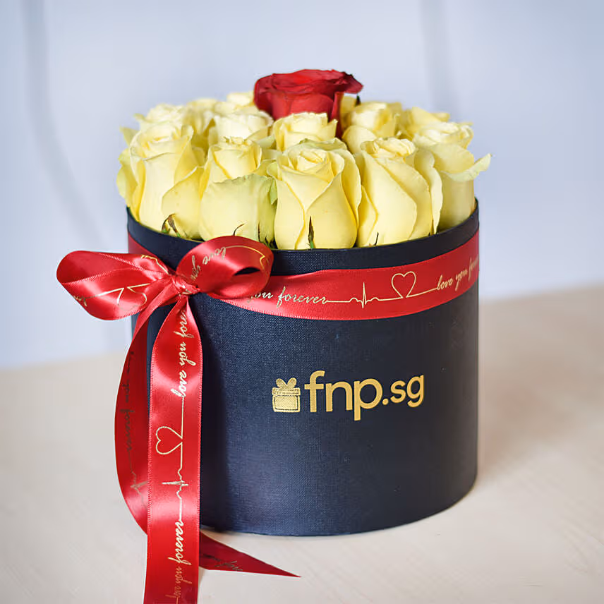 Vday Red & Yellow Roses Flower Box