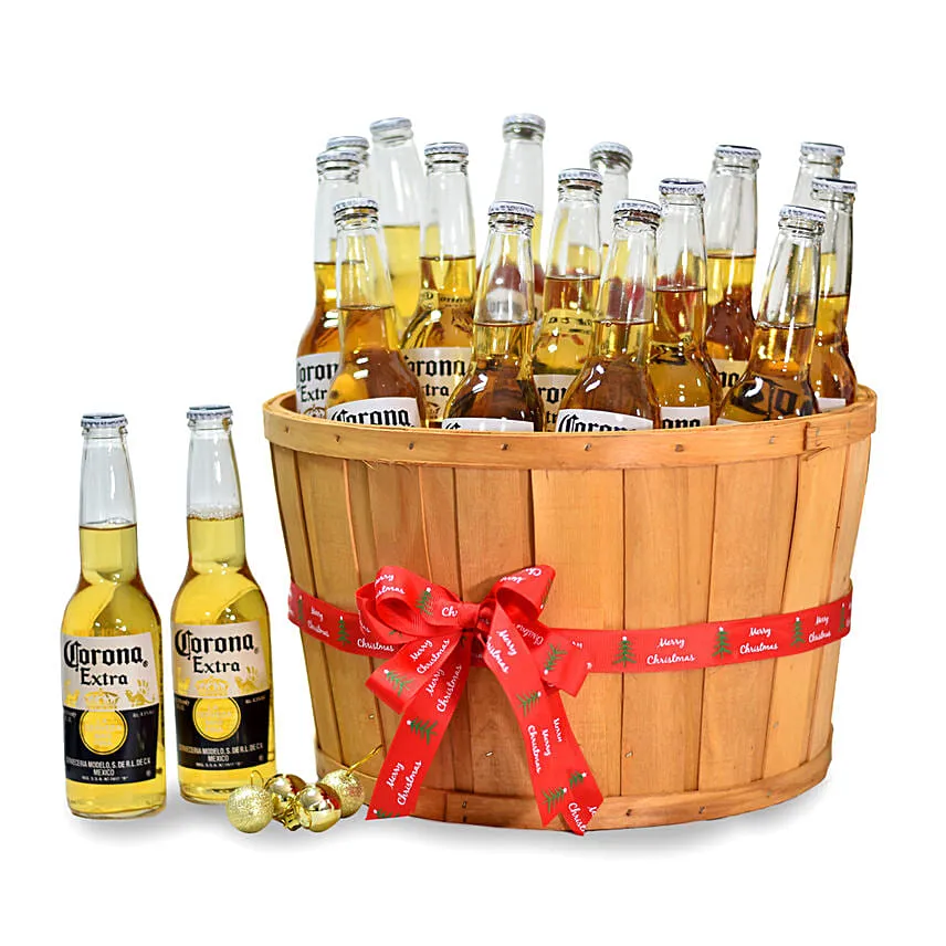 Christmas Joy Corona Beer Wooden Barrel