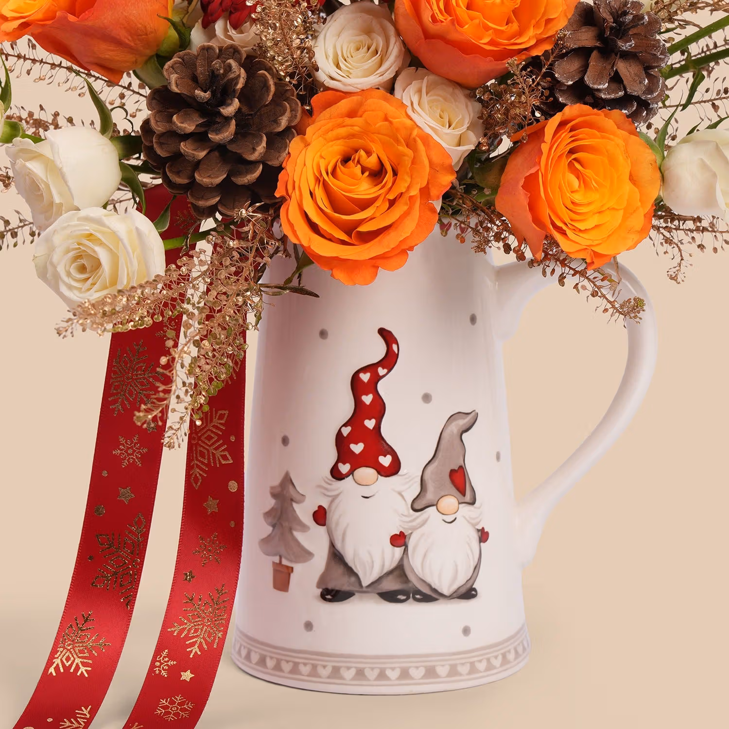 Christmas Festive Bloom Jug - A Joyful Floral Celebration