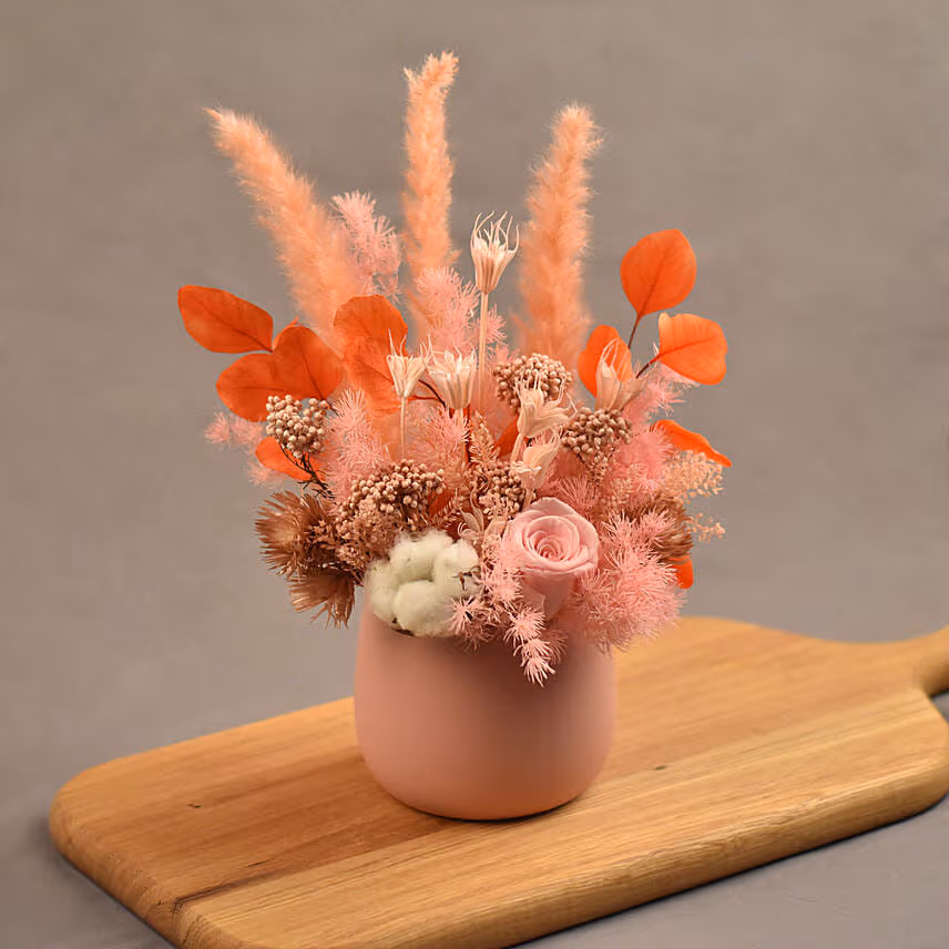 Enticing Mixed Preserved Flowers Designer Vase