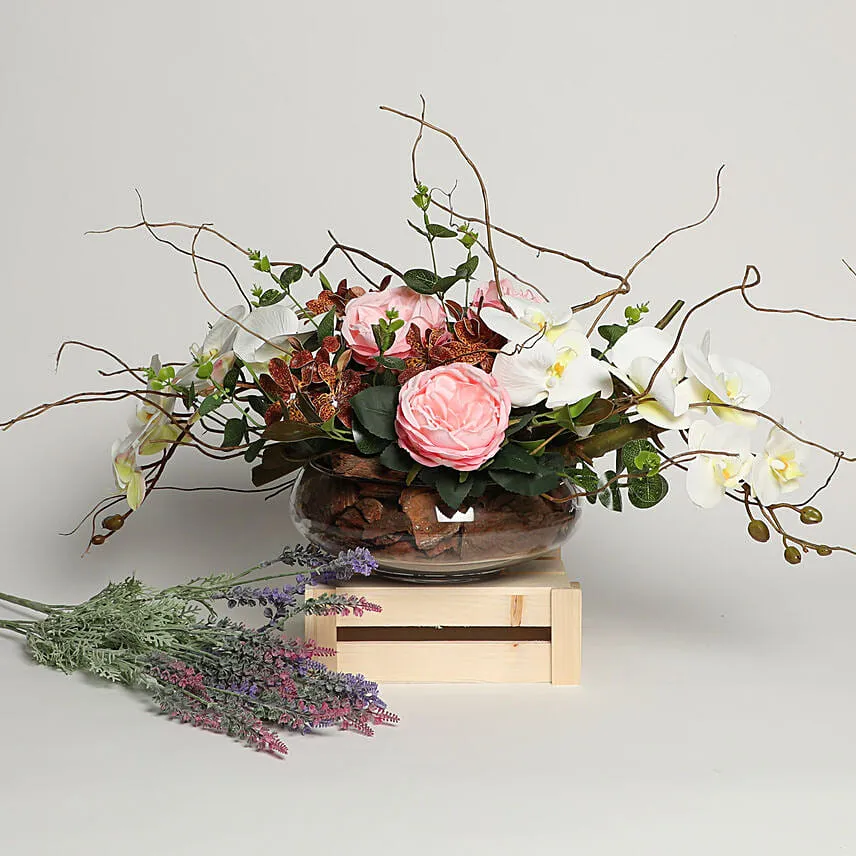 Premium Artificial Mixed Flowers Vase